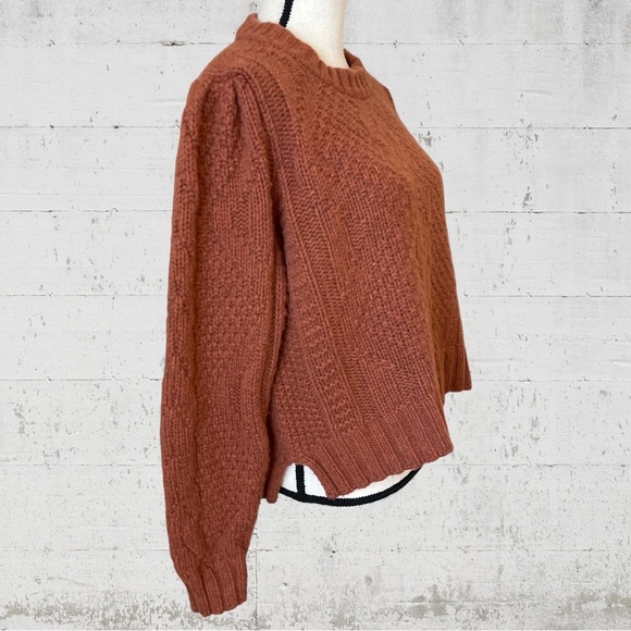 Madewell Ridgecrest Cable Pullover Sweater Wool Blend Size Large - Picture 10 of 13